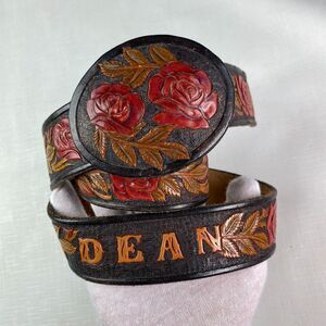 Hand Tooled LEATHER Western Belt "DEAN"! 3D Roses Personalized Handmade Sz 42